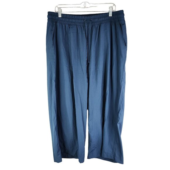 Womens Blue Stretchtech Quick Dry Wide Leg Capri Pants Drawstring Waist XL - Picture 1 of 12